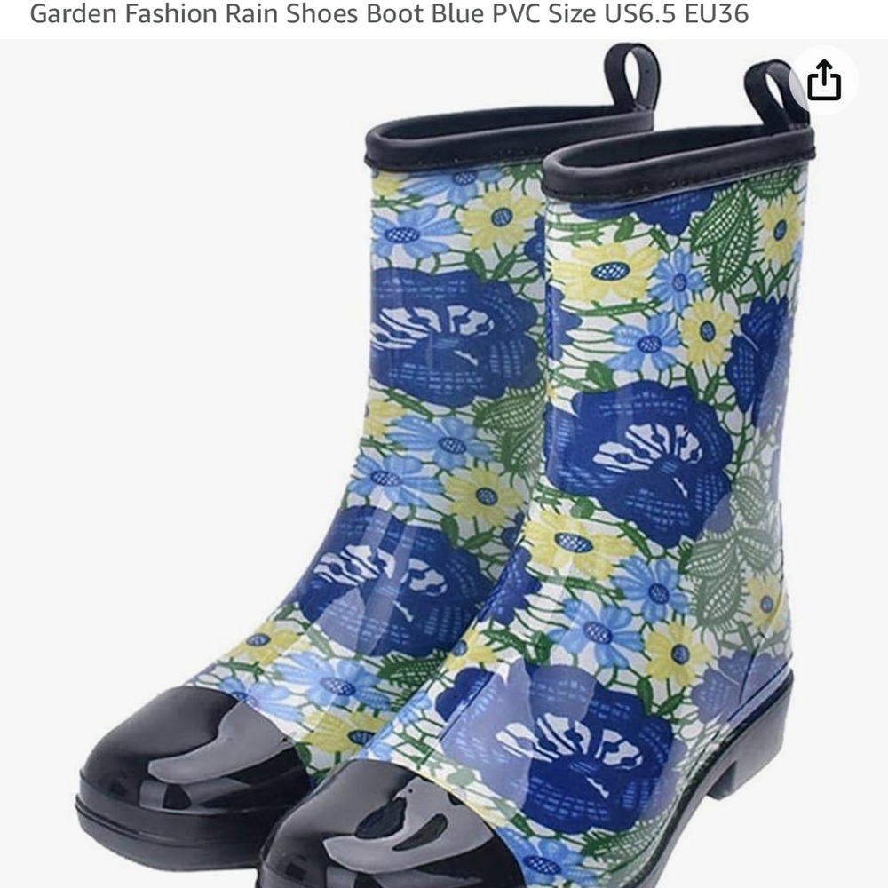 Blue Floral Rain Boots